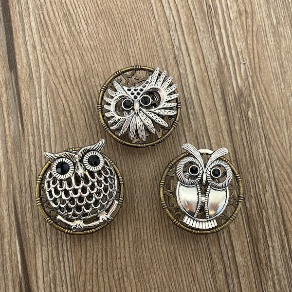 Silver Owl drawer knobs / Owl cabinet / Gothic Home Decor / Animal Shaped drawer knobs / Furniture Hardware,Z-413