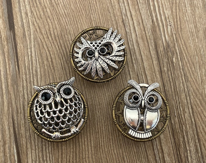Ceramic Drawer Knob - Perched Owl With Moon Design - Cabinet Pull Hardware