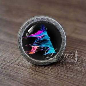 Letter-&quot;A&quot;-Glass Cabochon Vintage Silver  Cabinet Dresser Knobs pull / Dresser Knobs Cabinet Pull handles / Furniture Hardware