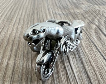Leopard Motorcyclists drawer knobs / Motorcyclists Cabinet / Gothic Home Decor / Skull Shaped drawer knobs / Furniture Hardware,Z-1050