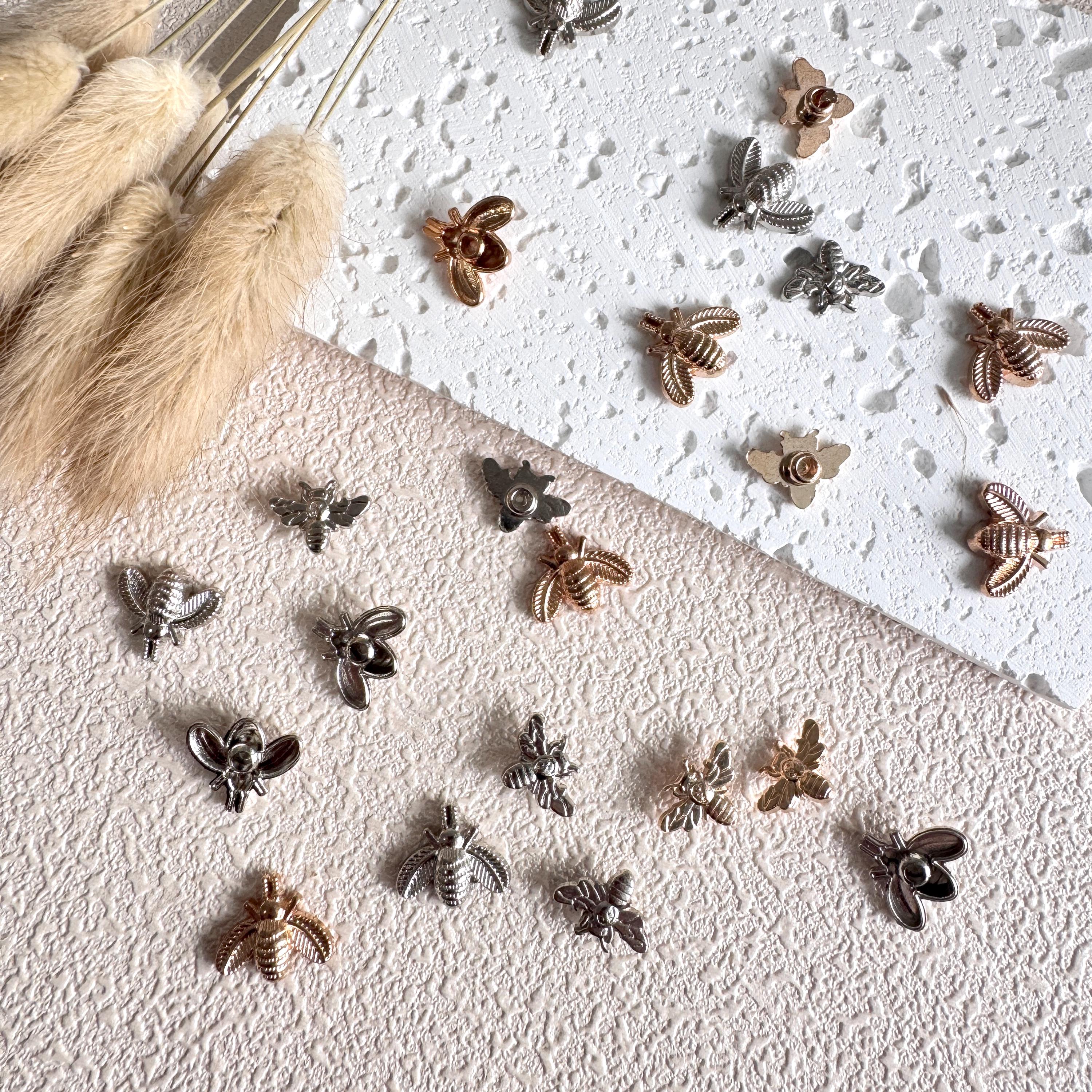 3点まとめ買い あやめ 新品 アマゾンブランド Rivet Classic 2colors,pack of 10, Gold Silver Bee Dragonfly Rivets Studs