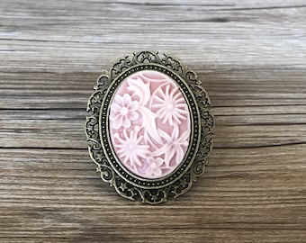 Bronze Retro Resin Pink Flower drawer knobs / Resin Flower Cabinet / Gothic Home Decor / Furniture Hardware,Z-129