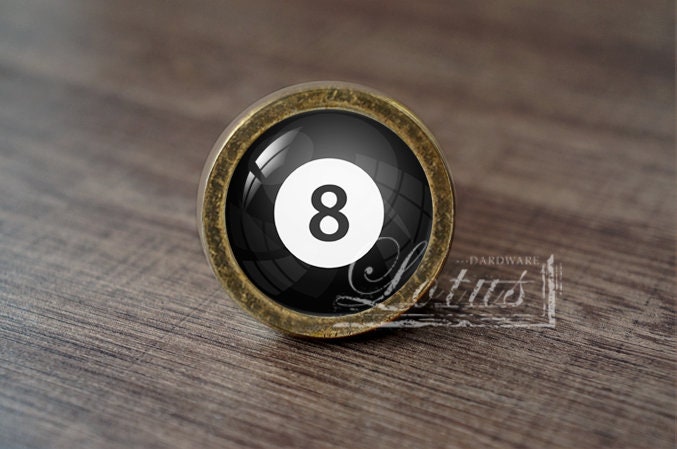 8 Ball Billiard Pool Cabinet Drawer Pull Knob - Ceramic Hardware For Game Room Or Bar
