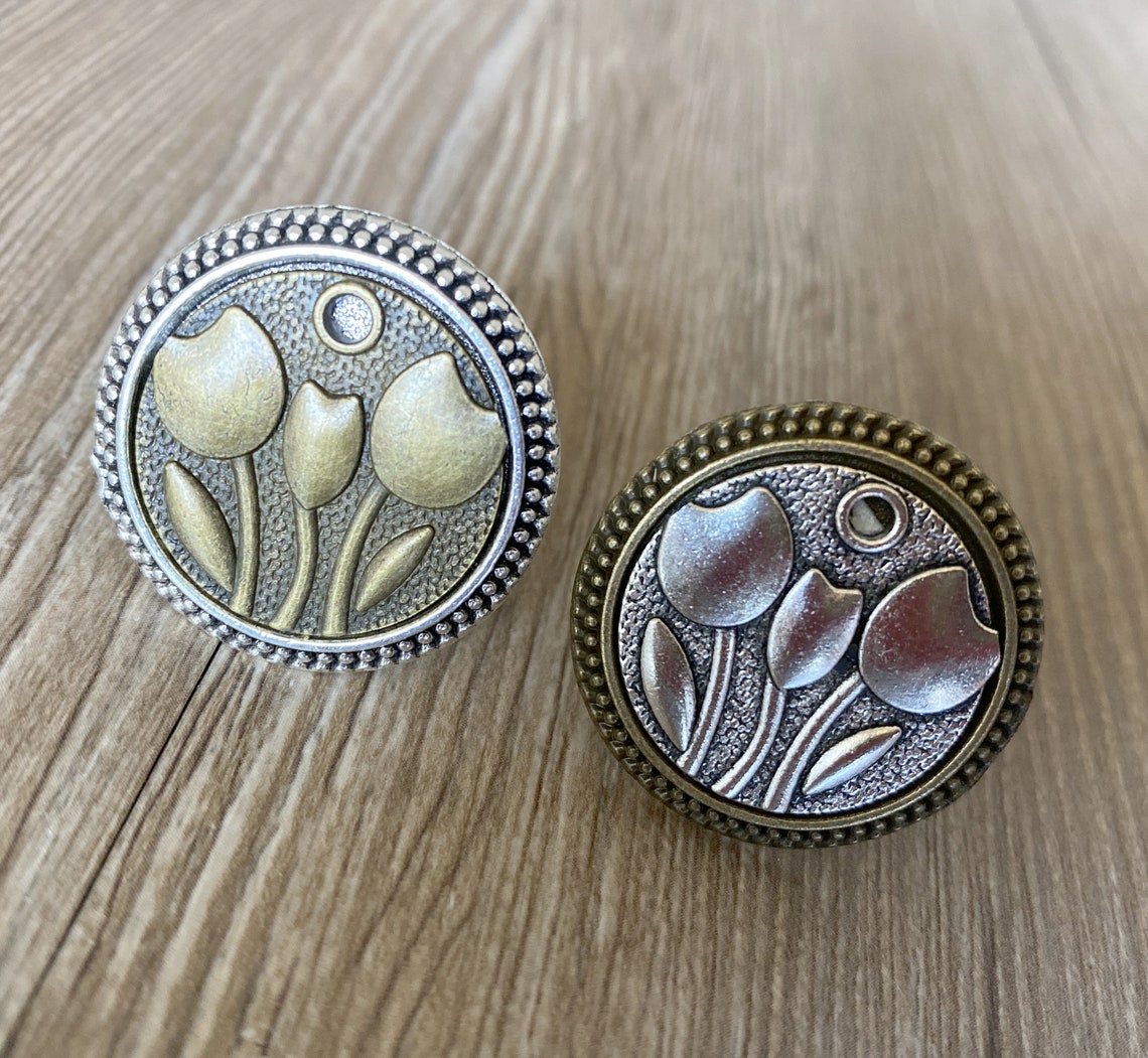 Retro Tulip Drawer Knobs / Gear Flower Wings / Gothic Etsy