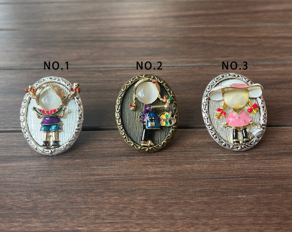 Enamel Cut Girl Drawer Knobs / Lovely Girl / Gothic Etsy