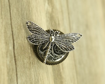 Silver Gear Dragonfly drawer knobs / Gear Dragonfly  Cabinet / Gothic Home Decor / Animal Shaped drawer knobs / Furniture Hardware,Z-033