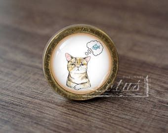 Chat-fait main vintage boutons de tiroir antiques poignées/boutons de commode poignées de tirage d'armoire/quincaillerie de meubles