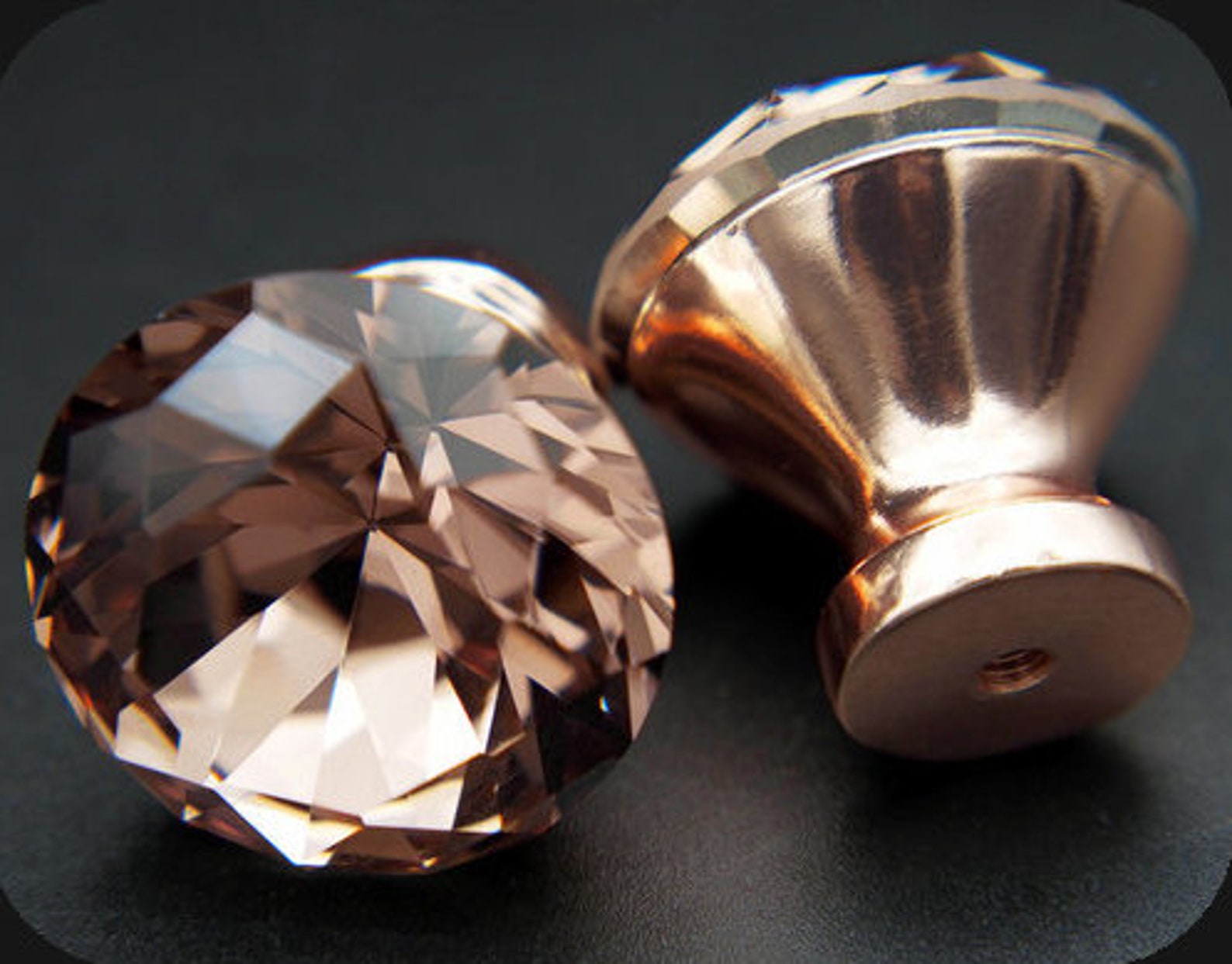 Rose Gold Crystal Knob Dresser knob Dresser Knob pull Etsy