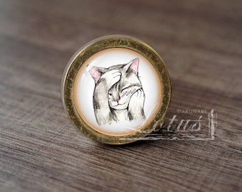 Cat-Handmade Vintage Antique Drawer Knobs Pulls Handles/Dresser Knobs Cabinet Pull handles / Furniture Hardware
