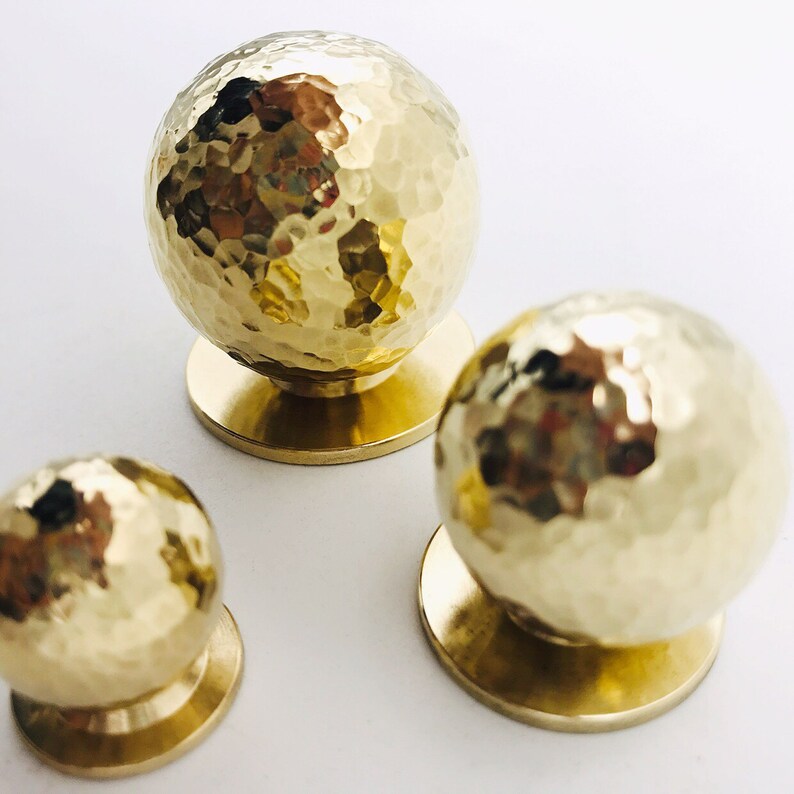 Hammered Brass Sphere Full Copper Solid Handmade Drawer Knobs Etsy