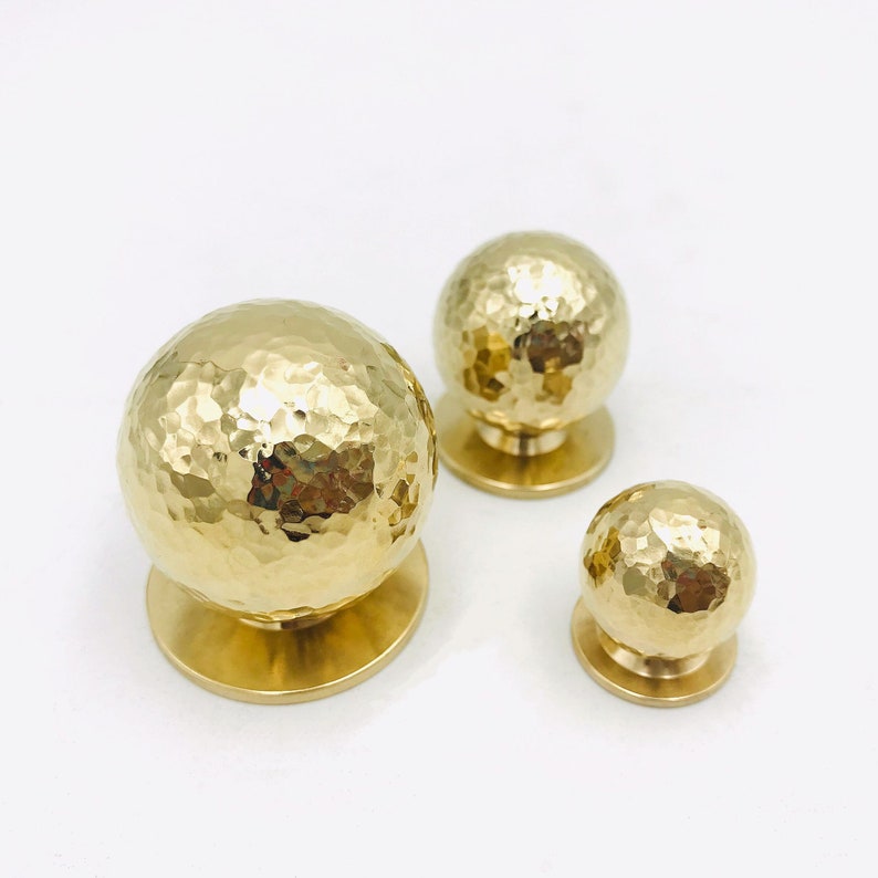 Hammered Brass Sphere Full Copper Solid Handmade Drawer Knobs Etsy