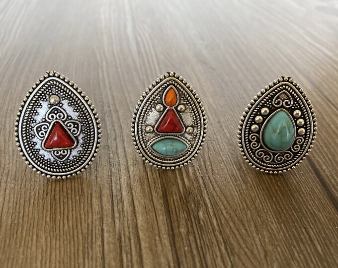 Colour Turquoise Stone Drawer Knobs Retro Silver Cabinet Knobs With