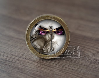 Dragonfly—Handmade Vintage Antique Drawer Knobs Pulls Handles/Dresser Knobs Cabinet Pull handles / Furniture Hardware