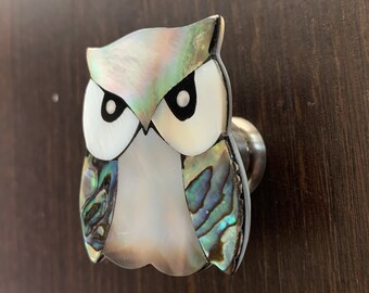 Owl Natural Shell Drawer knobs / Furniture Knobs with Rope Pattern - Spiral Drawer KnobCabinet Knobs  ,Z-093