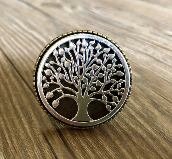 Silver Peace Tree drawer knobs / Peace Tree Cabinet / Gothic Home Decor / Animal Shaped drawer knobs / Furniture Hardware,Z-307