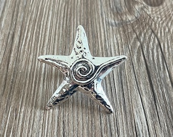 Pomelli per cassetti a forma di stella marina in argento / Pomelli per mobili in argento con motivo a corda - Pomelli per cassetti a spirale Pomelli per mobili in argento, Z-991