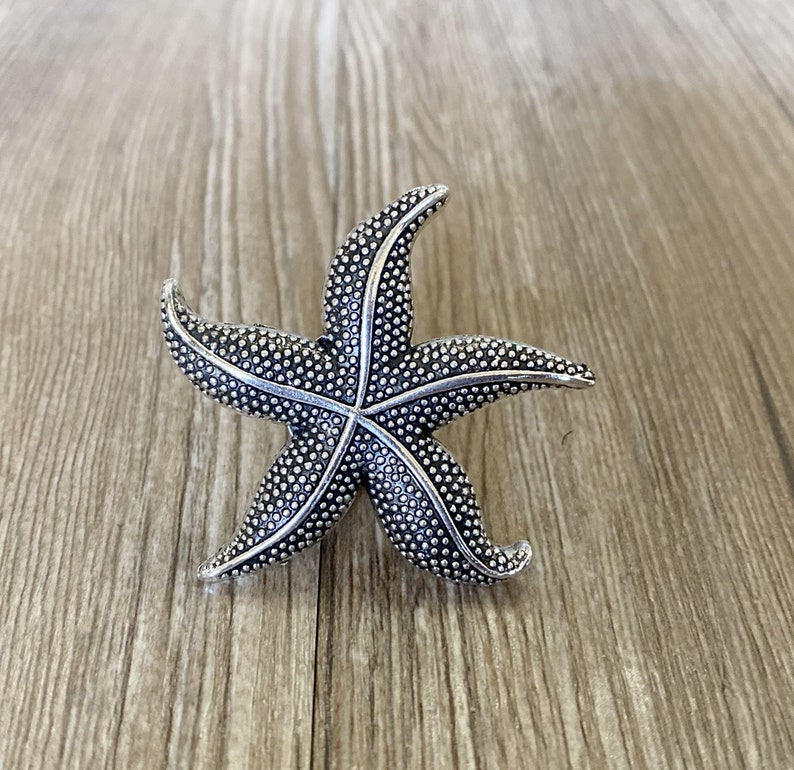 Starfish Drawer Knobs / Furniture Knobs Silver With Rope Etsy