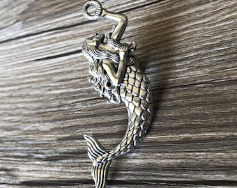 Silver Mermaid drawer knobs / Mermaid cabinet / Gothic Home Decor / Animal Shaped drawer knobs / Furniture Hardware,Z-028