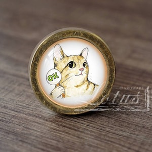 Gałki do szafek Cat-Glass Cabochon Bronze / Gałki do szafek / Gałki do szafek / Okucia meblowe