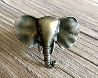Brass Elephant drawer knobs / Elephant Cabinet / Gothic Home Decor / Animal Shaped drawer knobs / Furniture Hardware,Z-292