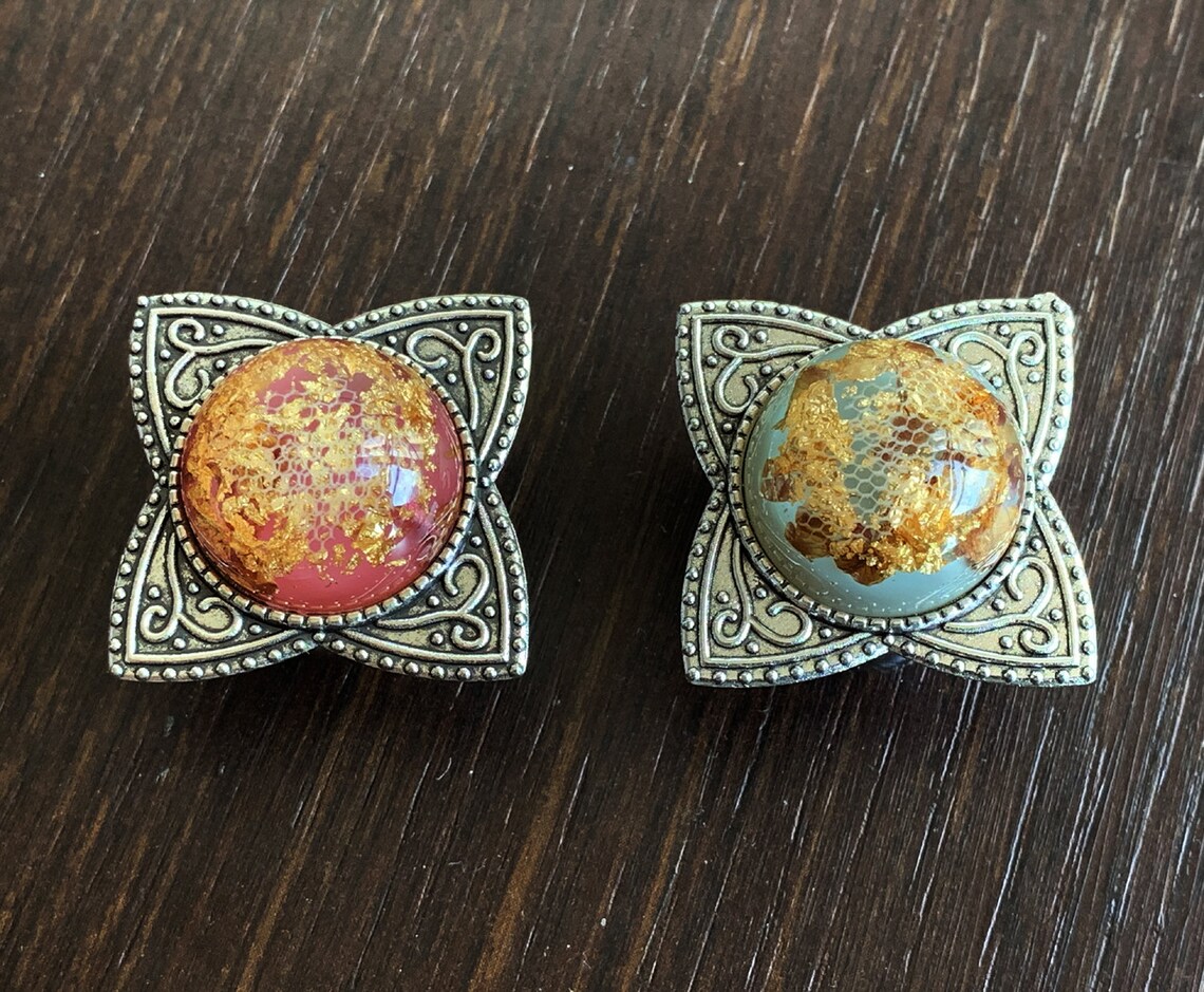 Plata resina oro lámina retro perilla perilla perilla / resina | Etsy