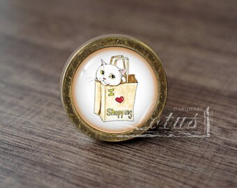 Cat-Glass Cabochon Bronze Cabinet Dresser Knobs pull / Dresser Knobs Cabinet Pull handles /Cabinet Knobs / Furniture Hardware