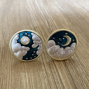 Enamel Sun and Moon drawer knobs / Starry sky cabinet / Gothic Home Decor / Furniture Hardware,Z-502