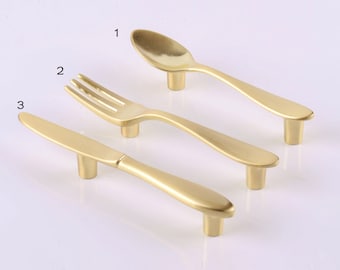 3" Fork Spoon Knife Handle Pull Knob Pulls Handles / Black Cabinet Pull Handle Knobs Furniture Hardware