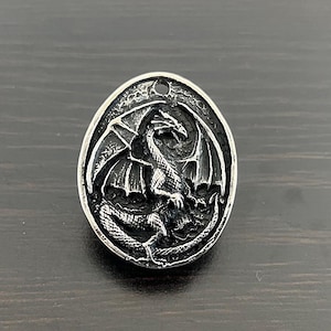 Gotiska flygande drakeknoppar i titanstål / byråknoppar / skåpknoppar / möbelknoppar i titanstål, Z-1117