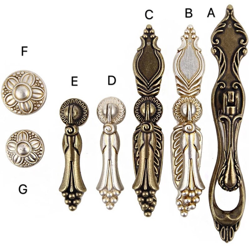 French Bail Dresser Drawer Pulls Handles Antique Brass Drop Etsy