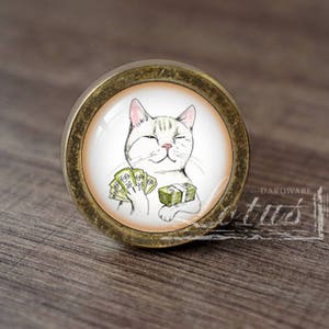 Cat-Glass Cabochon Bronze Cabinet Dresser Knobs pull / Dresser Knobs Cabinet Pull handles /Cabinet Knobs / Furniture Hardware