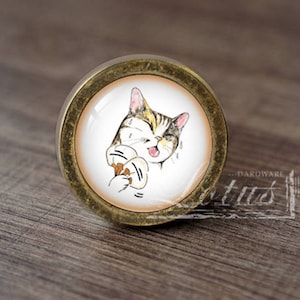 Cat-Glass Cabochon Bronze Cabinet Dresser Knobs pull / Dresser Knobs Cabinet Pull handles /Cabinet Knobs / Furniture Hardware