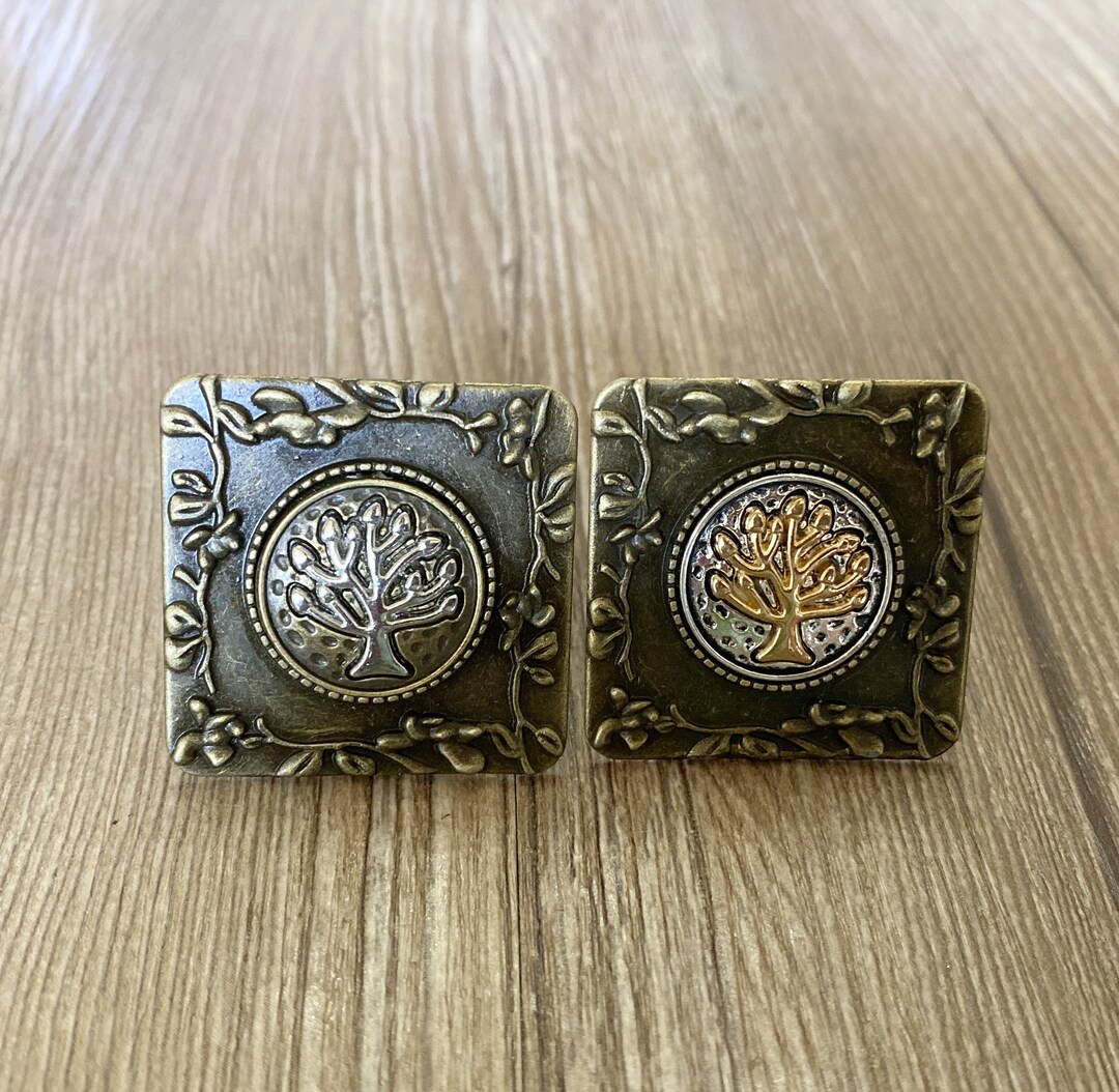 Bronze Retro Peace Tree Drawer Knobs Brass Knobs With Old Gold