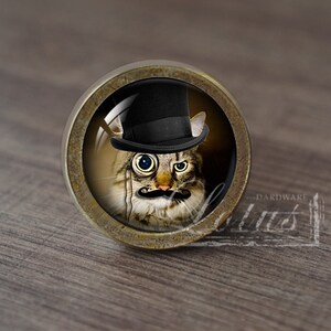 Kot w stylu steampunk — ręcznie robione gałki do szuflad w stylu vintage, antyczne, uchwyty do komód, uchwyty do szafek, okucia meblowe