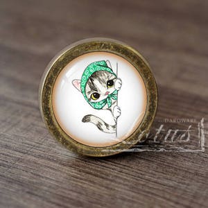 Cat-Glass Cabochon Bronze Cabinet Dresser Knobs pull / Dresser Knobs Cabinet Pull handles /Cabinet Knobs / Furniture Hardware