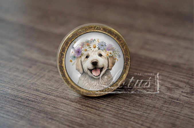 Dog FlowerBands—Handmade Vintage Antique Drawer Knobs Pulls Handles/Dresser Knobs Cabinet Pull handles / Furniture Hardware