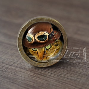 Steampunk Cat—Handmade Vintage Antique Drawer Knobs Pulls Handles/Dresser Knobs Cabinet Pull handles / Furniture Hardware