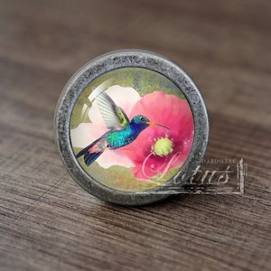 Colibrí: perillas de cajón antiguas hechas a mano, manijas/perillas de tocador, manijas de extracción de gabinete/herrajes para muebles