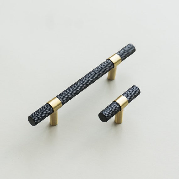 Modern Simple Brass Black Knurling Pull Dresser Pull Cabinet Etsy