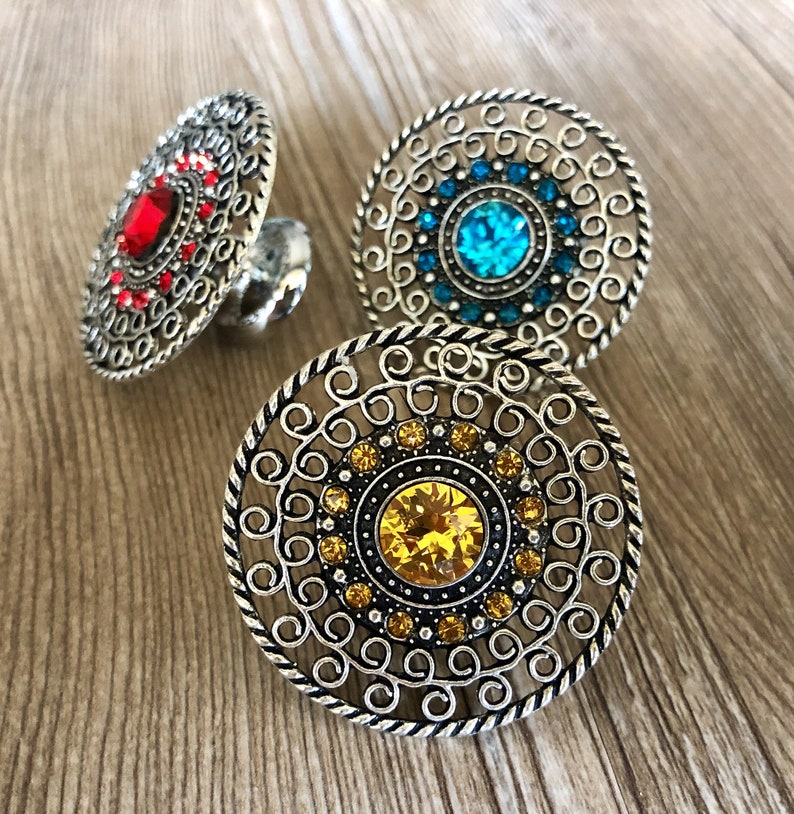 Retro Silver Crystal Drawer Knobs Retro Silver Knobs Etsy