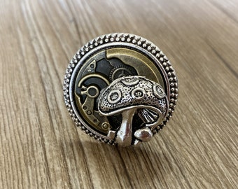 Silver Gear mushroom drawer knobs / Gear mushroom Cabinet / Gothic Home Decor / Animal Shaped drawer knobs / Furniture Hardware,Z-620