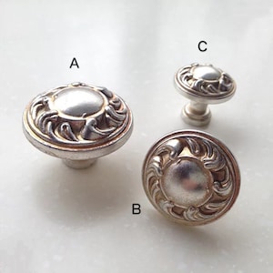 French Shabby Chic Dresser Knobs / Antique Silver Kitchen Cabinet Pull Knobs Furniture Hardware