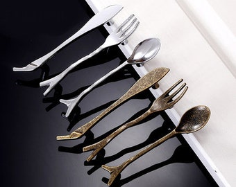 3" Fork Spoon Knife Handle Pull Knob Pulls Handles / Black Cabinet Pull Handle Knobs Furniture Hardware