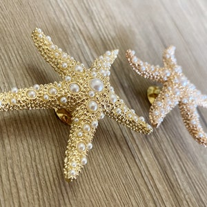 Paerl Starfish Drawer knobs / Furniture Knobs Silver with Rope Pattern / Spiral Drawer Knob Cabinet Knobs in Gold ,Z-786