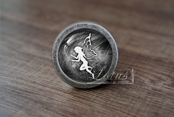Glitter Fairy SilhouetteHandmade Vintage Antique Drawer Knobs Pulls  Handles/Dresser Knobs Cabinet Pull handles / Furniture Hardware