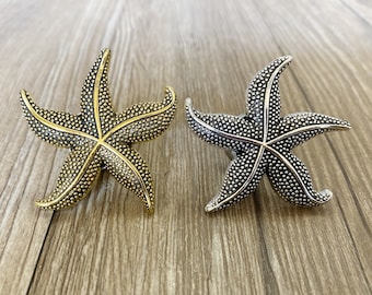 Starfish Drawer knobs / Furniture Knobs Silver with Rope Pattern - Spiral Drawer Knob Cabinet Knobs in Brass and Silver ,Z-855