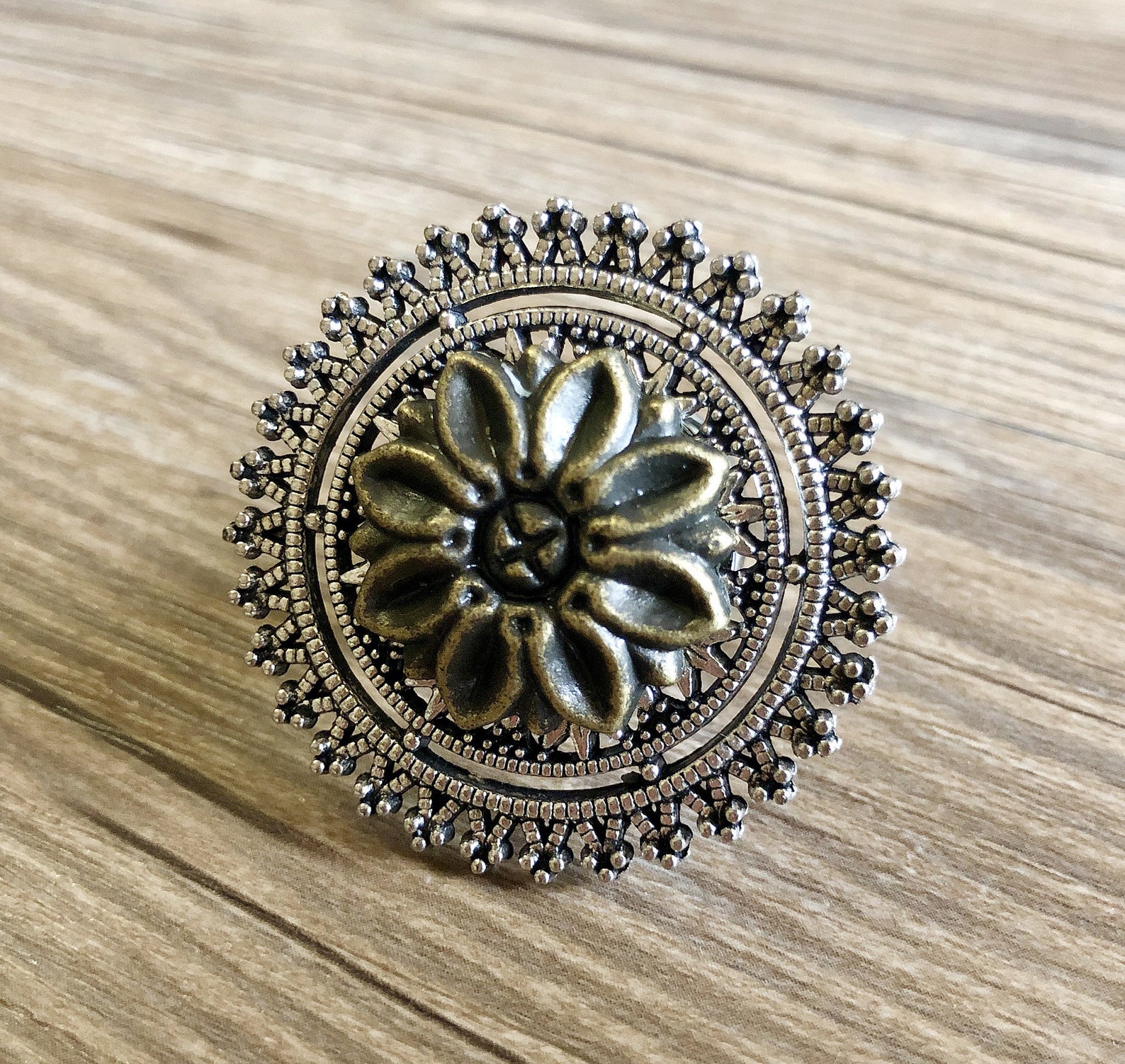 Bronze Retro Flower Drawer Knobs Brass Knobs with Etsy