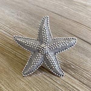 Silver Starfish Drawer knobs / Furniture Knobs Silver with Rope Pattern - Spiral Drawer Knob Cabinet Knobs in Brass and Silver ,Z-879