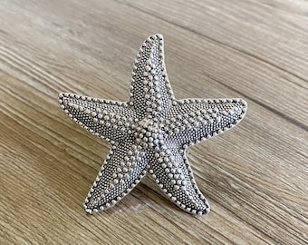 Silver Starfish Drawer knobs / Furniture Knobs Silver with Rope Pattern - Spiral Drawer Knob Cabinet Knobs in Brass and Silver ,Z-879