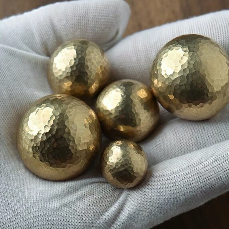 Hammered Brass Sphere Full Copper Solid Handmade Drawer Knobs Etsy